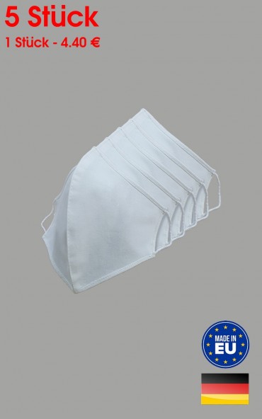 5 Stück Mundschutz 2-lagig Maske 100% Baumwolle waschbar 